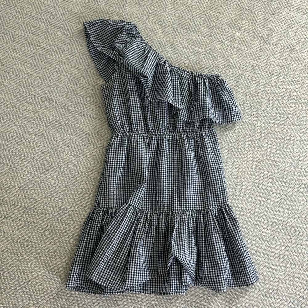 MinkPink Gingham one shoulder dress